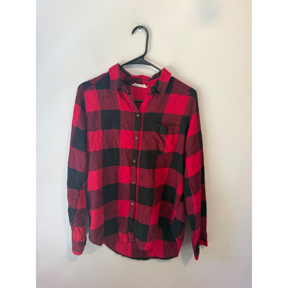 Hollister Red Black Buffalo Plaid Flannel Button Down Shirt Small